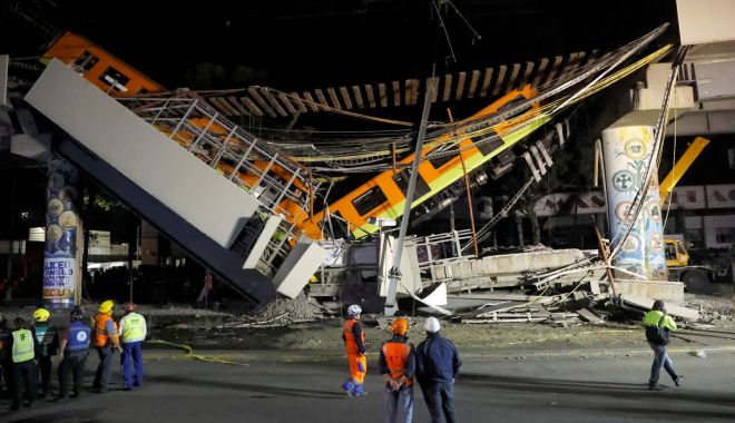 VIDEO. Pod prăbuşit pe o linie de metrou în Mexic: 20 morţi şi 49 de persoane spitalizate