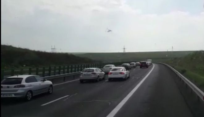 VIDEO / Accident grav pe Autostrada Soarelui. O autorulotă s-a răsturnat