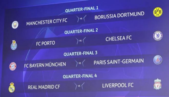 Fotbal, Liga Campionilor / Meciuri de vis în sferturile de finală