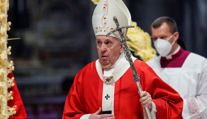 Papa Francisc a oficiat slujba de Florii în Bazilica Sfântul Petru aproape goală